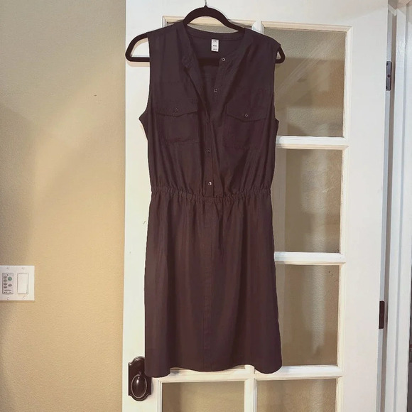 OLD NAVY Little Black Dress Simple Button Front Tank Dress - size Medium - Picture 2 of 6